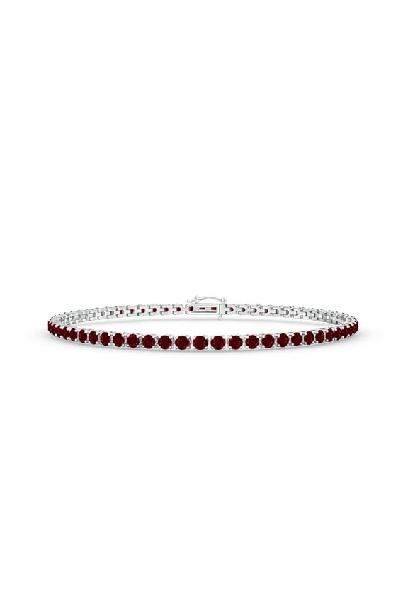 Natural 3.84 ct Ruby Eternity Tennis Bracelet in 14K White Gold for Women (Size-2.2mm) | July Birthstone, Birthday, Anniversary, Jewelry Gift for Women | Natural Ruby Bracelet