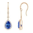 thumbnail image 1 of ANGARA Natural 3.9 ct Tanzanite Drop Earrings with Diamond Halo in 14K Rose Gold for Women (Size-10x7mm) | December Birthstone, Anniversary, Jewelry Gift for Women | Natural Tanzanite Earrings, 1 of 7