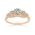 thumbnail image 1 of ANGARA Natural 3 Stone Diamond Fleur De Lis Engagement Ring in 14K Rose Gold for Women (Size-5.1mm| Color-K| Clarity-I3) | April Birthstone, Anniversary, Jewelry Gift for Women | Natural Diamond Ring, 1 of 9