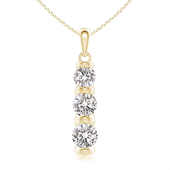 ANGARA Natural 3 Stone Diamond Journey Pendant in 14K Yellow Gold for Women (Size-4.4mm| Color-I-J| Clarity-I1-I2) | April Birthstone, Anniversary, Jewelry Gift for Women | Natural Diamond Necklace