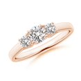 thumbnail image 1 of ANGARA Natural 3 Stone Diamond Trellis Engagement Ring in 14K Rose Gold for Women (Size-4.6mm| Color-I-J| Clarity-I1-I2) | April Birthstone, Anniversary, Jewelry Gift for Women | Natural Diamond Ring, 1 of 11
