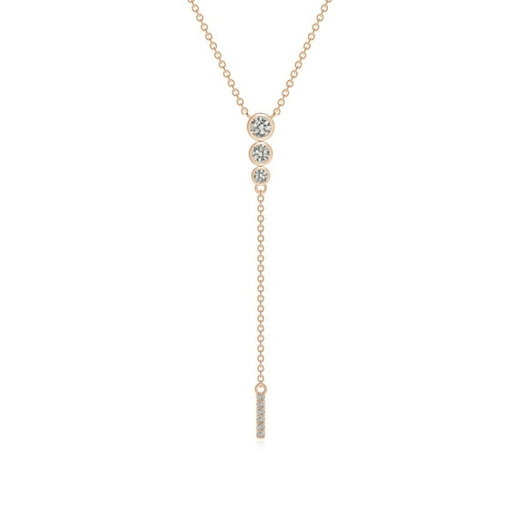 Angara Necklace - Natural Diamond Lariat Necklace in 14K Rose Gold for Women | April Birthstone Jewelry, Birthday, Anniversary, Christmas, Jewelry Gift for Women