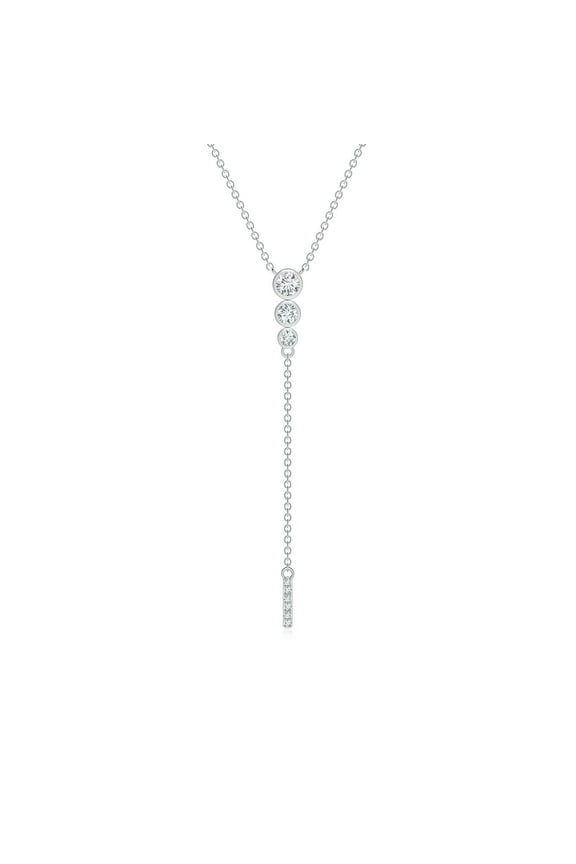 Natural 3 Stone Graduated Diamond Lariat Necklace in Platinum for Women (Size-3.1mm| Color-G| Clarity-VS2) | April Birthstone, Anniversary, Jewelry Gift for Women | Natural Diamond Necklace