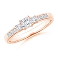 thumbnail image 1 of ANGARA Natural 3 Stone Princess-Cut Diamond Promise Ring in 14K Rose Gold for Women (Size-3.5mm| Color-G| Clarity-VS2) | April Birthstone, Anniversary, Jewelry Gift for Women | Natural Diamond Ring, 1 of 8