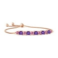 thumbnail image 1 of ANGARA Natural 3 ct Amethyst and Pink Tourmaline Bolo Bracelet in 14K Rose Gold for Women (Size-5mm) | February Birthstone, Birthday, Anniversary, Jewelry Gift for Women | Natural Amethyst Bracelet, 1 of 7
