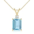 thumbnail image 1 of ANGARA Natural 3 ct Aquamarine Solitaire Pendant with Diamond in 14K Yellow Gold for Women (Size-10x8mm) | March Birthstone, Anniversary, Jewelry Gift for Women | Natural Aquamarine Necklace, 1 of 8