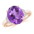 thumbnail image 1 of ANGARA Natural 4.3 Ct. Amethyst with Diamond Classic Ring in 14K Rose Gold for Women (Ring Size: 6.5), 1 of 9