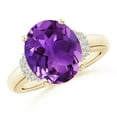 thumbnail image 1 of ANGARA Natural 4.3 Ct. Amethyst with Diamond Classic Ring in 14K Yellow Gold for Women (Ring Size: 11.5), 1 of 10