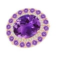 thumbnail image 1 of ANGARA Natural Sideways Oval 4.3 ct Amethyst Double Halo Cocktail Ring in 14K Rose Gold for Women (Size-12x10mm) | February Birthstone, Anniversary, Jewelry Gift for Women | Natural Amethyst Ring, 1 of 9