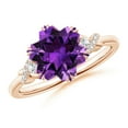 thumbnail image 1 of ANGARA Natural Snowflake-Cut 4.5 ct Amethyst Criss-Cross Shank Ring in 14K Rose Gold for Women (Size-10mm) | February Birthstone, Birthday, Anniversary, Jewelry Gift for Women | Natural Amethyst Ring, 1 of 9
