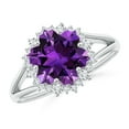 thumbnail image 1 of ANGARA Natural Snowflake-Cut 4.5 ct Amethyst Halo Split Shank Ring in 14K White Gold for Women (Size-10mm) | February Birthstone, Birthday, Anniversary, Jewelry Gift for Women | Natural Amethyst Ring, 1 of 8