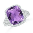 thumbnail image 1 of ANGARA Natural 4.6 ct Amethyst Split Shank Cocktail Ring with Pear Motif in 14K White Gold for Women (Size-12x10mm) | February Birthstone, Anniversary, Jewelry Gift for Women | Natural Amethyst Ring, 1 of 10