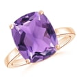 thumbnail image 1 of ANGARA Natural Cushion 4.6 ct Amethyst Solitaire Ring with Hidden Accents in 14K Rose Gold for Women (Size-12x10mm) | February Birthstone, Anniversary, Jewelry Gift for Women | Natural Amethyst Ring, 1 of 11