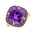 thumbnail image 1 of ANGARA Natural 4.7 Ct. Amethyst with Brown Diamond Halo Ring in 14K Rose Gold for Women (Ring Size: 11.5), 1 of 9
