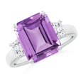 thumbnail image 1 of ANGARA Natural 4 Ct. Amethyst with Diamond Classic Ring in 14K White Gold for Women (Ring Size: 4.5), 1 of 9
