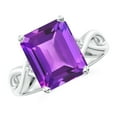 thumbnail image 1 of ANGARA Natural Twist Shank Emerald Cut 4 ct Amethyst Statement Ring in 14K White Gold for Women (Size-11x9mm) | February Birthstone, Anniversary, Jewelry Gift for Women | Natural Amethyst Ring, 1 of 8