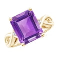 thumbnail image 1 of ANGARA Natural Twist Shank Emerald Cut 4 ct Amethyst Statement Ring in 14K Yellow Gold for Women (Size-11x9mm) | February Birthstone, Anniversary, Jewelry Gift for Women | Natural Amethyst Ring, 1 of 8