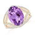 thumbnail image 1 of ANGARA Natural 5.25 Ct. Amethyst with Diamond Classic Ring in 14K Yellow Gold for Women (Ring Size: 11.5), 1 of 9