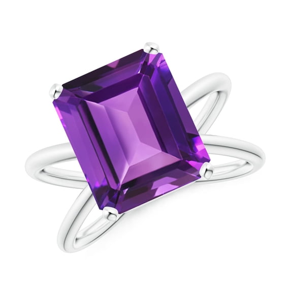 ANGARA Natural 5.3 Ct. Amethyst Solitaire Ring in 14K White Gold for Women (Ring Size: 6)