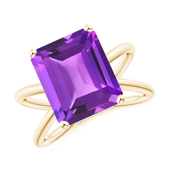 ANGARA Natural 5.3 Ct. Amethyst Solitaire Ring in 14K Yellow Gold for Women (Ring Size: 6.5)