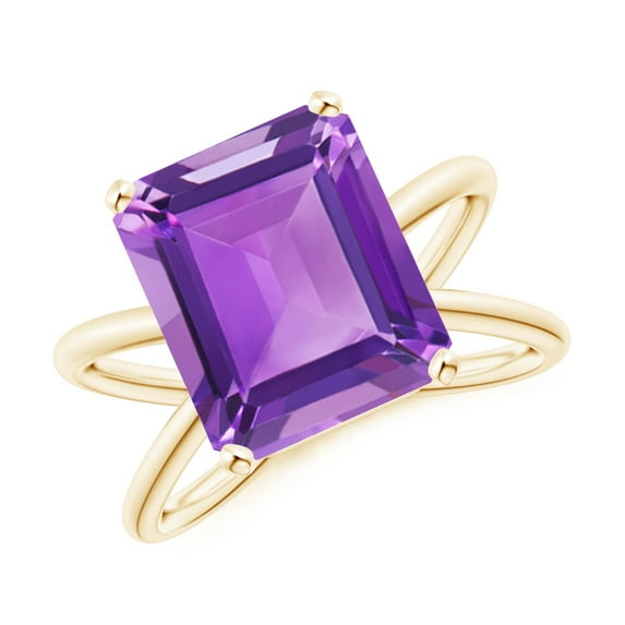 ANGARA Natural 5.3 Ct. Amethyst Solitaire Ring in 14K Yellow Gold for Women (Ring Size: 7.5)