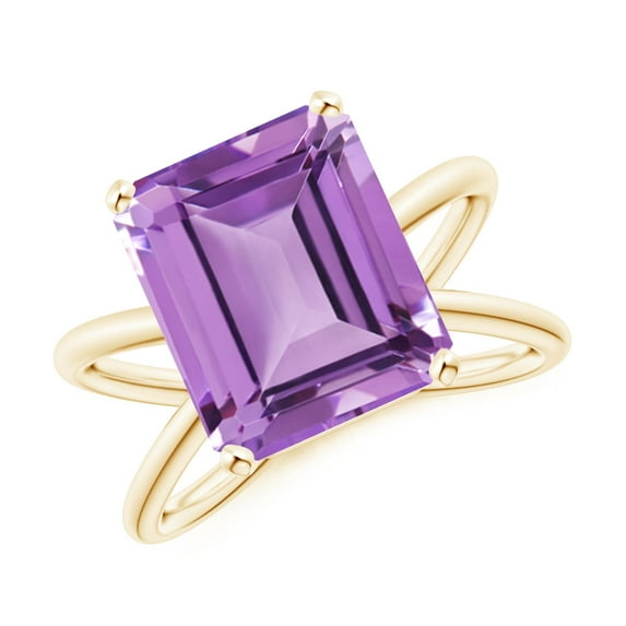 ANGARA Natural 5.3 Ct. Amethyst Solitaire Ring in 14K Yellow Gold for Women (Ring Size: 9)