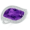 thumbnail image 1 of ANGARA Natural 5.5 Ct. Amethyst with Diamond Fashion Ring in 14K White Gold for Women (Ring Size: 11.5), 1 of 9