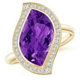 thumbnail image 1 of ANGARA Natural North-South Leaf-Shaped 5.5 ct Amethyst Halo Ring in 14K Yellow Gold for Women (Size-15x9mm) | February Birthstone, Anniversary, Jewelry Gift for Women | Natural Amethyst Ring, 1 of 8