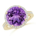 thumbnail image 1 of ANGARA Natural Classic Round 5.5 ct Amethyst Halo Ring with Diamonds in 14K Yellow Gold for Women (Size-12mm) | February Birthstone, Anniversary, Jewelry Gift for Women | Natural Amethyst Ring, 1 of 7