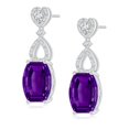 thumbnail image 1 of ANGARA Natural Barrel-Shaped 5.8 ct Amethyst Dangle Earrings in 14K White Gold for Women (Size-10x8mm) | February Birthstone, Birthday, Anniversary, Jewelry Gift for Women | Natural Amethyst Earrings, 1 of 8