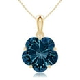 thumbnail image 1 of ANGARA Natural 5-Petal Flower 4.2 ct London Blue Topaz Pendant in 14K Yellow Gold for Women (Size-10mm) | November Birthstone, Anniversary, Jewelry Gift for Women | Natural London Blue Topaz Necklace, 1 of 8