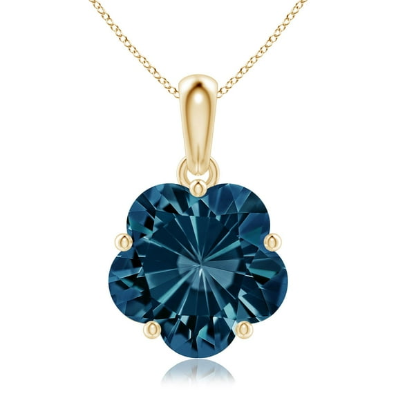 ANGARA Natural 5-Petal Flower 4.2 ct London Blue Topaz Pendant in 14K Yellow Gold for Women (Size-10mm) | November Birthstone, Anniversary, Jewelry Gift for Women | Natural London Blue Topaz Necklace