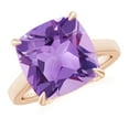 thumbnail image 1 of ANGARA Natural Classic Solitaire Cushion 6.15 ct Amethyst Cocktail Ring in 14K Rose Gold for Women (Size-12mm) | February Birthstone, Anniversary, Jewelry Gift for Women | Natural Amethyst Ring, 1 of 9