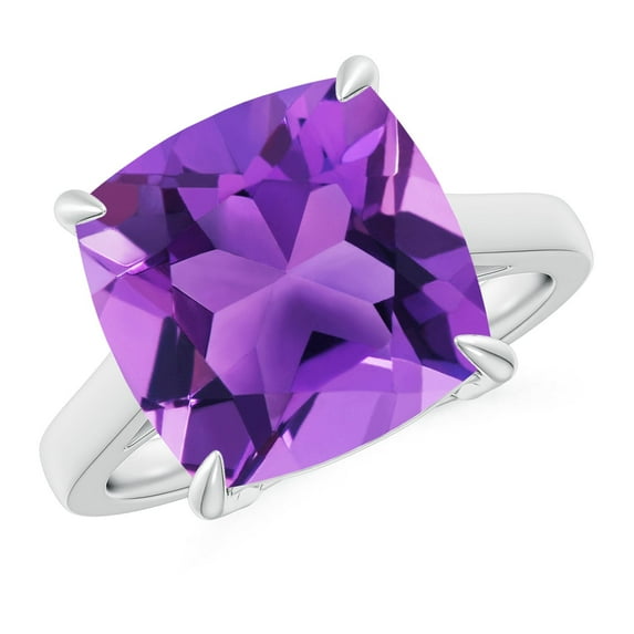 ANGARA Natural 6.15 Ct. Amethyst Solitaire Ring in 14K White Gold for Women (Ring Size: 3.5)