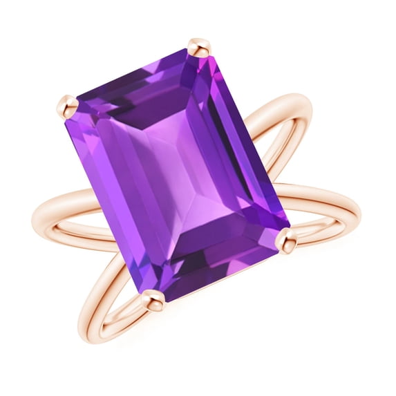 ANGARA Natural 6.5 Ct. Amethyst Solitaire Ring in 14K Rose Gold for Women (Ring Size: 5)