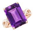 thumbnail image 1 of ANGARA Natural Twist Shank Emerald Cut 6.5 ct Amethyst Statement Ring in 14K Rose Gold for Women (Size-14x10mm) | February Birthstone, Anniversary, Jewelry Gift for Women | Natural Amethyst Ring, 1 of 8