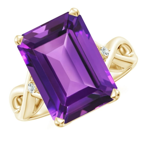 ANGARA Natural 6.5 Ct. Amethyst with Diamond Classic Ring in 14K Yellow Gold for Women (Ring Size: 3)