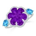 thumbnail image 1 of ANGARA Natural Six-Petal 6.5 ct Amethyst Flower Cocktail Ring in 14K White Gold for Women (Size-10mm) | February Birthstone, Birthday, Anniversary, Jewelry Gift for Women | Natural Amethyst Ring, 1 of 9