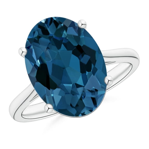 ANGARA Natural 7.2 ct London Blue Topaz Cocktail Ring in 925 Sterling Silver for Women (Size-14x10mm) | November Birthstone, Anniversary, Jewelry Gift for Women | Natural London Blue Topaz Ring