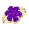 thumbnail image 1 of ANGARA Natural Six-Petal 7.5 ct Amethyst Flower Triple Shank Cocktail Ring in 14K Yellow Gold for Women (Size-12mm) | February Birthstone, Anniversary, Jewelry Gift for Women | Natural Amethyst Ring, 1 of 9