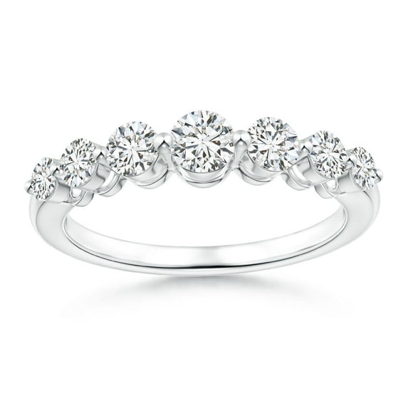 ANGARA Natural 7 Stone Diamond Half Eternity Anniversary Ring in 14K White Gold for Women (Size-3.8mm| Color-H| Clarity-SI2) | Anniversary, Jewelry Gift for Women | Natural Diamond Ring