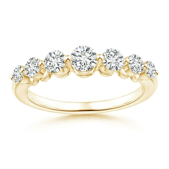 ANGARA Natural 7 Stone Diamond Half Eternity Anniversary Ring in 14K Yellow Gold for Women (Size-3.8mm| Color-H| Clarity-SI2) | Anniversary, Jewelry Gift for Women | Natural Diamond Ring