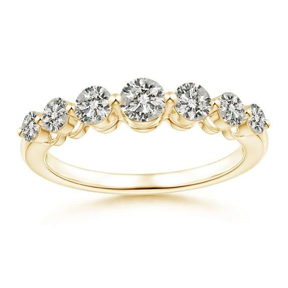 ANGARA Natural 7 Stone Diamond Half Eternity Anniversary Ring in 14K Yellow Gold for Women (Size-3.8mm| Color-K| Clarity-I3) | Anniversary, Jewelry Gift for Women | Natural Diamond Ring