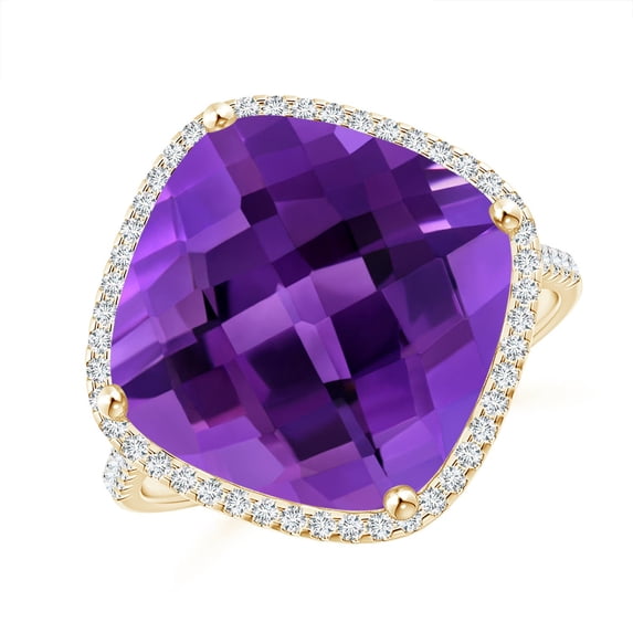 ANGARA Natural 8 Ct. Amethyst with Diamond Halo Ring in 14K Yellow Gold for Women (Ring Size: 3.5)