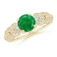 thumbnail image 1 of ANGARA Natural Aeon 1.2 ct Emerald Solitaire Engagement Ring with Milgrain in 14K Yellow Gold for Women (Size-7mm) | May Birthstone, Anniversary, Jewelry Gift for Women | Natural Emerald Ring, 1 of 10