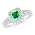 thumbnail image 1 of ANGARA Natural Aeon Square Emerald & Diamond Engagement Ring with Milgrain in 14K White Gold for Women (Size-4mm) | May Birthstone, Anniversary, Jewelry Gift for Women | Natural Emerald Ring, 1 of 9