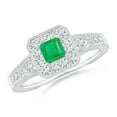 thumbnail image 1 of ANGARA Natural Aeon Square Emerald & Diamond Engagement Ring with Milgrain in 14K White Gold for Women (Size-4mm) | May Birthstone, Anniversary, Jewelry Gift for Women | Natural Emerald Ring, 1 of 9