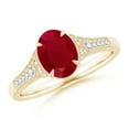 thumbnail image 1 of ANGARA Natural Aeon Vintage Inspired 1.25 ct Ruby Engagement Ring with Milgrain in 14K Yellow Gold for Women (Size-8x6mm) | July Birthstone, Anniversary, Jewelry Gift for Women | Natural Ruby Ring, 1 of 10