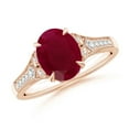 thumbnail image 1 of ANGARA Natural Aeon Vintage Inspired 2 ct Ruby Engagement Ring with Milgrain in 14K Rose Gold for Women (Size-9x7mm) | July Birthstone, Anniversary, Jewelry Gift for Women | Natural Ruby Ring, 1 of 10