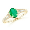 thumbnail image 1 of ANGARA Natural Aeon Vintage Inspired Emerald Engagement Ring with Milgrain in 14K Yellow Gold for Women (Size-7x5mm) | May Birthstone, Anniversary, Jewelry Gift for Women | Natural Emerald Ring, 1 of 11